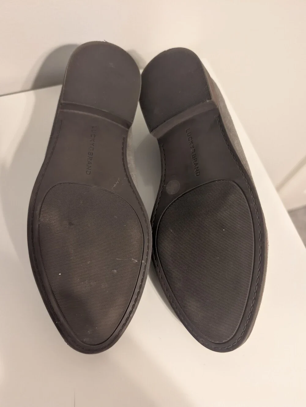 Lucky Brand Gray Suede Leather Loafers Women’s Size 6.5 Slip On Flats